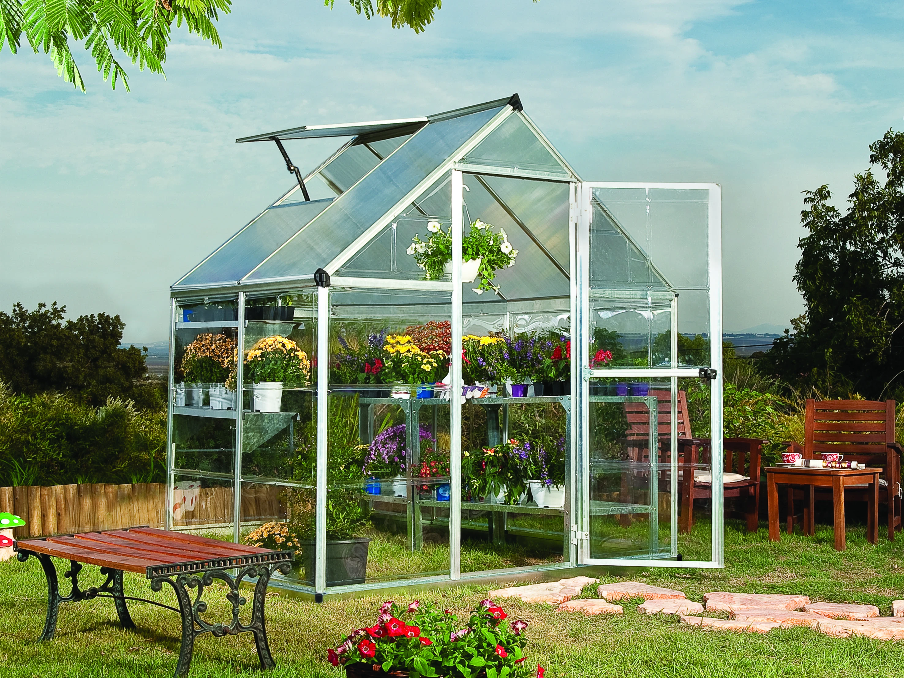 Palram Canopia Tuinkas Hybrid 185 x 125 cm Zilver - Afbeelding 1